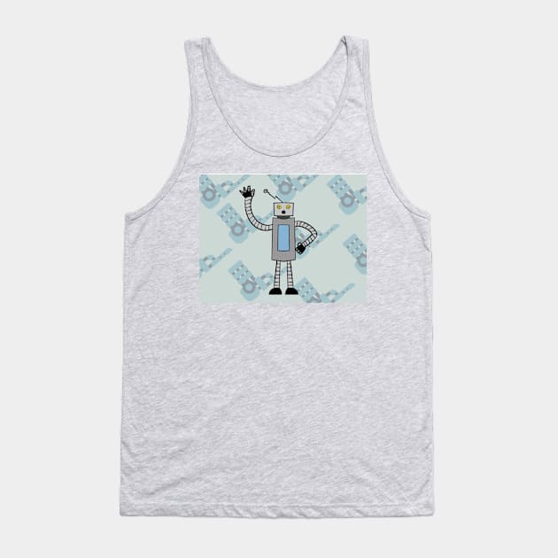 October Waving Robot Tank Top by Soundtrack Alley